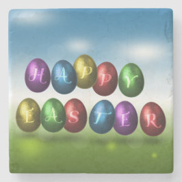 Färgrika glad påskägg stenunderlägg