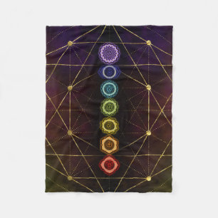 Färgrika glödande Chakras Fleecefilt