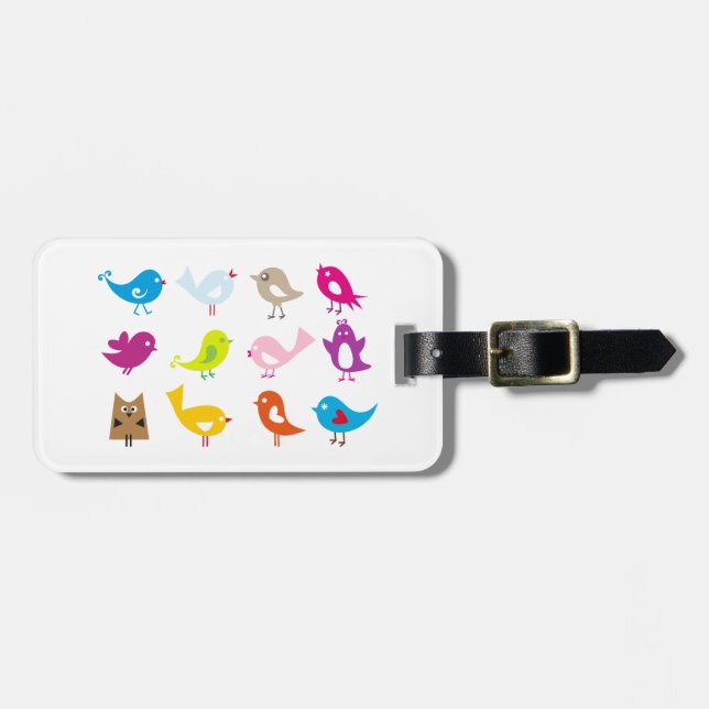 Färgrika gulliga fåglar bagagebricka (Horisontell Framsida)