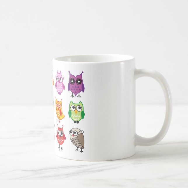 Färgrika gulliga ugglor kaffemugg (Höger)