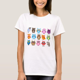Färgrika gulliga ugglor t-shirt