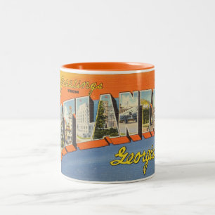 Färgrika hälsningar för vintage från Atlanta Två-Tonad Mugg