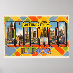 Färgrika hälsningar för vintage från Chicago Poster