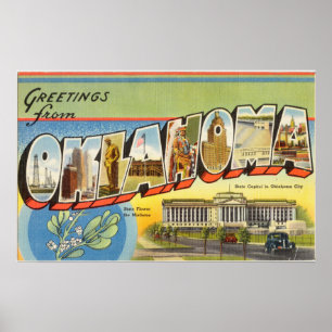 Färgrika hälsningar för vintage från Oklahoma Poster