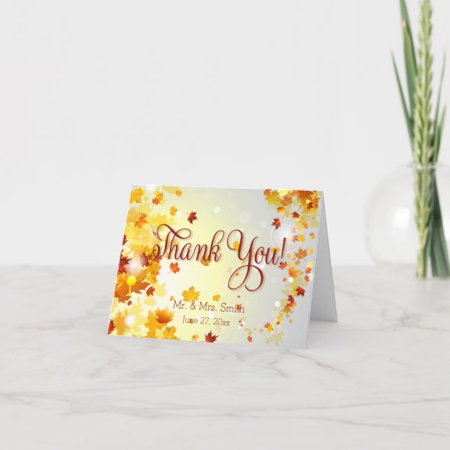 Färgrika höftliga bröllop tack-kort med blad tack kort (Framsida)
