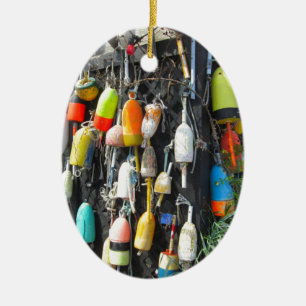 Färgrika hummerboj julgransprydnad keramik