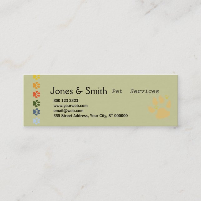 Färgrika husdjur för regnbåge för tassHUNDkatter Mini Visitkort (Framsida)