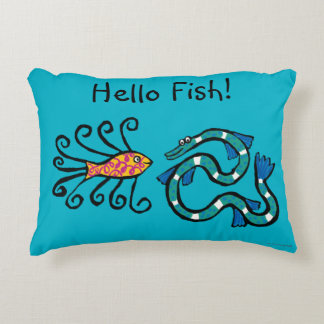 Färgrika illustrerade fiskvänner prydnadskudde