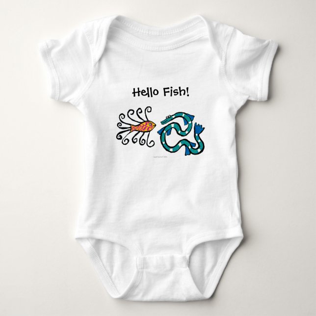 Färgrika illustrerade fiskvänner t-shirt (Framsida)