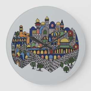 Färgrika Jerusalem Stor Klocka
