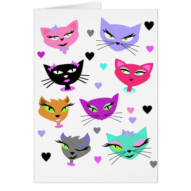 Färgrika katter hälsningskort (Framsidan)