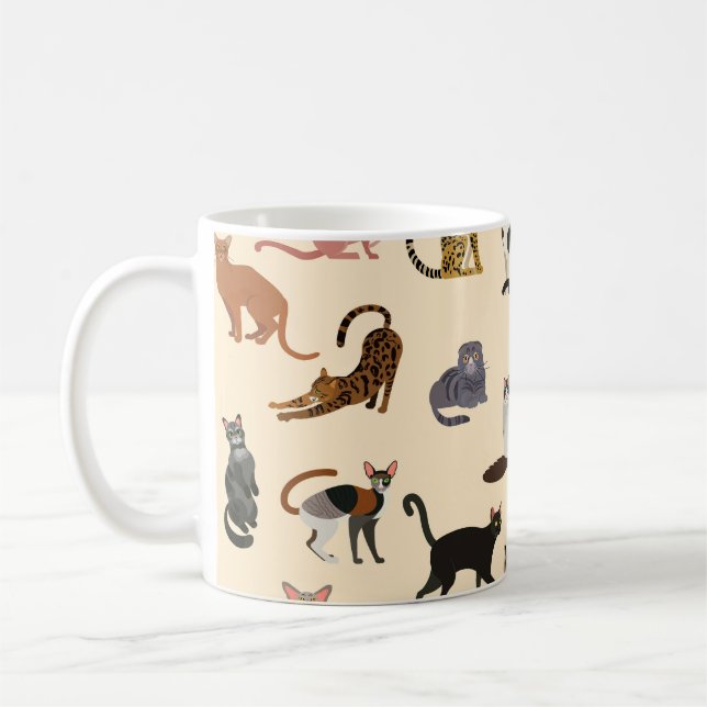 Färgrika katter: Olika raser Mönster Kaffemugg (Vänster)