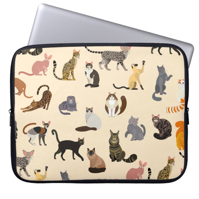 Färgrika katter: Olika raser Mönster Laptop Fodral (Framsidan)