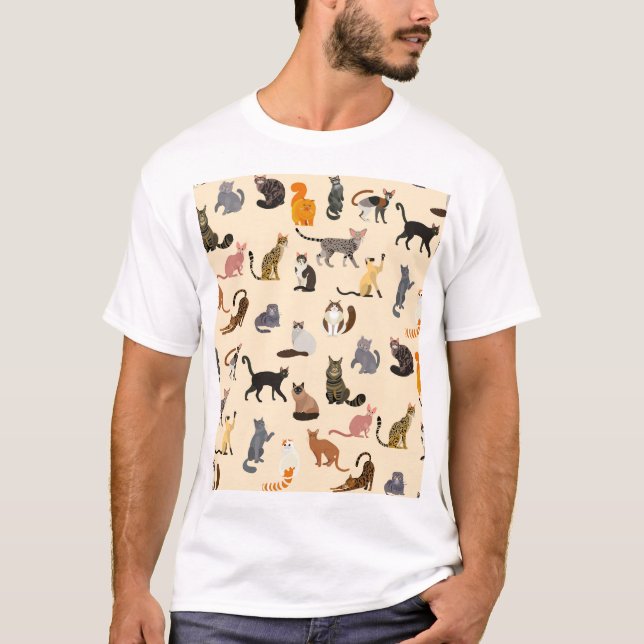 Färgrika katter: Olika raser Mönster T Shirt (Framsida)