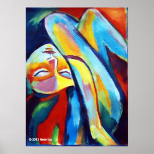Färgrika konsttryck - kvinnlig placerad figur poster
