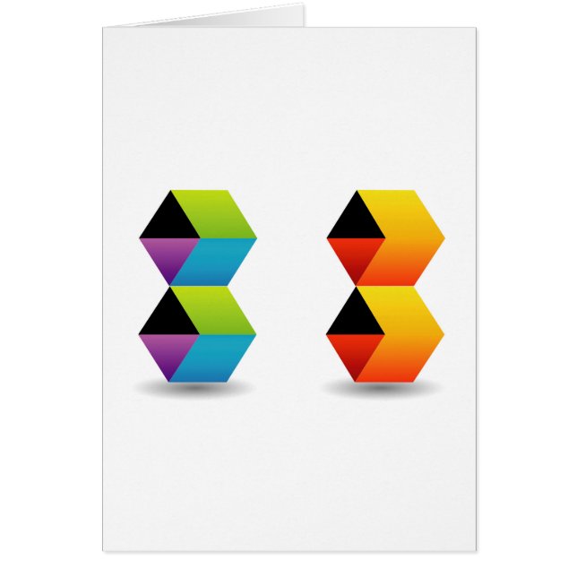 färgrika kuber och skuggar hälsningskort (Framsidan)