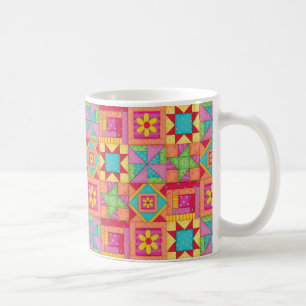 Färgrika kvarter för Patchworktäckemultifärgad Kaffemugg