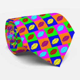 Färgrika läppstiftkyssar slips