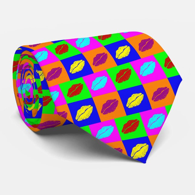 Färgrika läppstiftkyssar slips (Rullad)