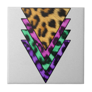 Färgrika Leopardtrianglar Kakelplatta