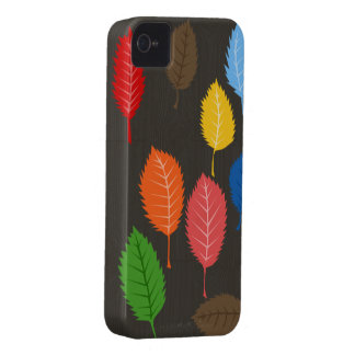 färgrika löv på woodgrain iPhone 4 Case-Mate fodral