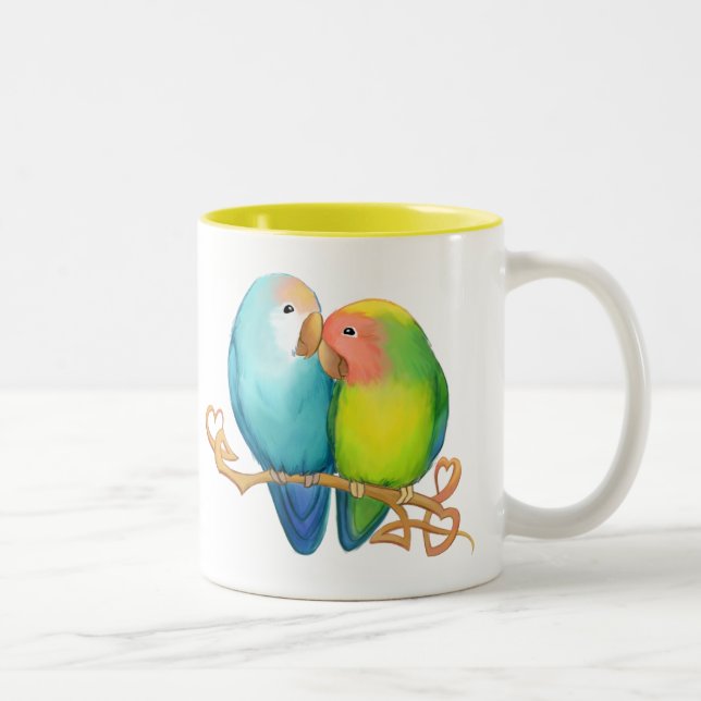 Färgrika Lovebirds Två-Tonad Mugg (Höger)