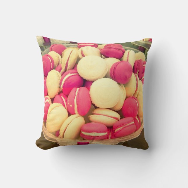 Färgrika macaronmacaroons som sötsaken kudder, kudde (Framsida)