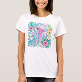 FÄRGRIKA MANETER MED VACKRA TROPISKA BLOMMOR T SHIRT
