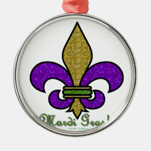 Färgrika Mardi Gras Fleur De Lis Julgransprydnad Metall