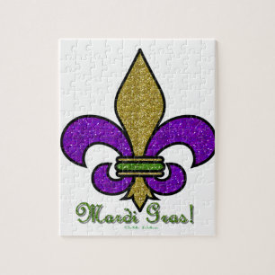Färgrika Mardi Gras Fleur De Lis Pussel
