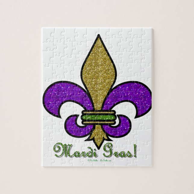 Färgrika Mardi Gras Fleur De Lis Pussel (Vertikal)