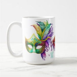 FÄRGRIKA MARDI GRAS-MASKER KAFFEMUGG