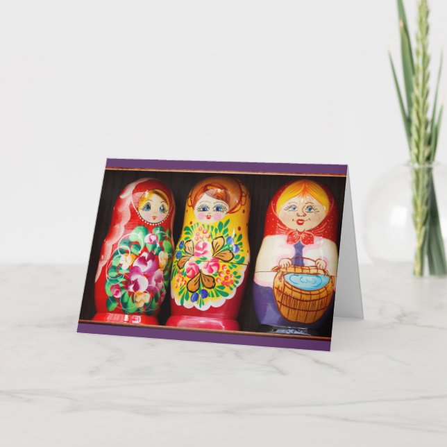 Färgrika Matryoshka dockor Kort (Framsida)