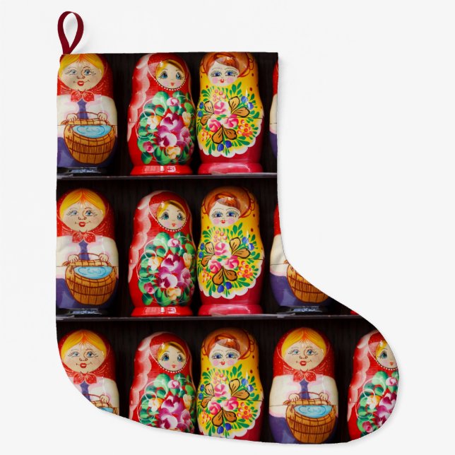 Färgrika Matryoshka dockor Stor Julstrumpa (Framsidan)
