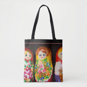 Färgrika Matryoshka dockor Tygkasse