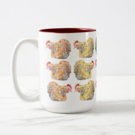 Färgrika mosaiska hönor Två-Tonar muggen Två-Tonad Mugg