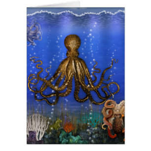 Färgrika octopuss lya - hälsningskort
