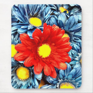 Färgrika orange röda blommor för blåttGerber daisy Musmatta