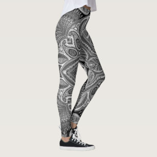 Färgrika Paisley i svartvitt Leggings