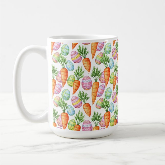 FÄRGRIKA PÅSKEÄGG OCH ORANGE MORÖTTER KAFFEMUGG (Vänster)