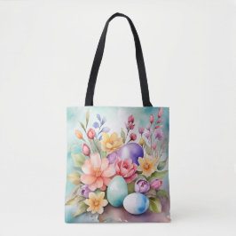 FÄRGRIKA PASTELL FÅNGSTBLOMMOR OCH ÄGG TYGKASSE