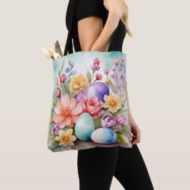 FÄRGRIKA PASTELL FÅNGSTBLOMMOR OCH ÄGG TYGKASSE