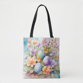 FÄRGRIKA PASTELL FÅRÖSTERBLOMMOR OCH ÄGG TYGKASSE