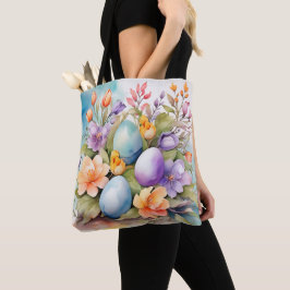 FÄRGRIKA PASTELL FÅRÖSTERBLOMMOR OCH ÄGG TYGKASSE
