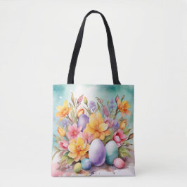 FÄRGRIKA PASTELL FÅRÖSTERBLOMMOR OCH ÄGG TYGKASSE