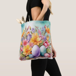 FÄRGRIKA PASTELL FÅRÖSTERBLOMMOR OCH ÄGG TYGKASSE
