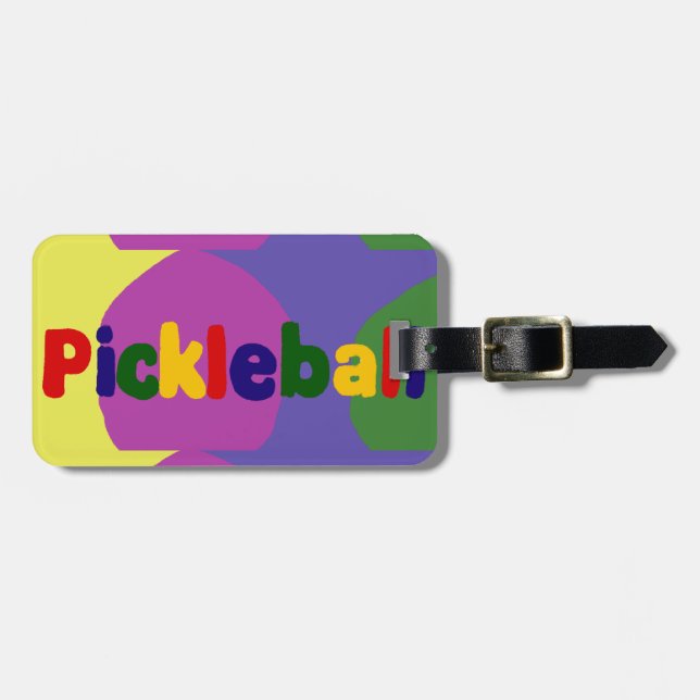 Färgrika Pickleball märker konstdesign Bagagebricka (Horisontell Framsida)