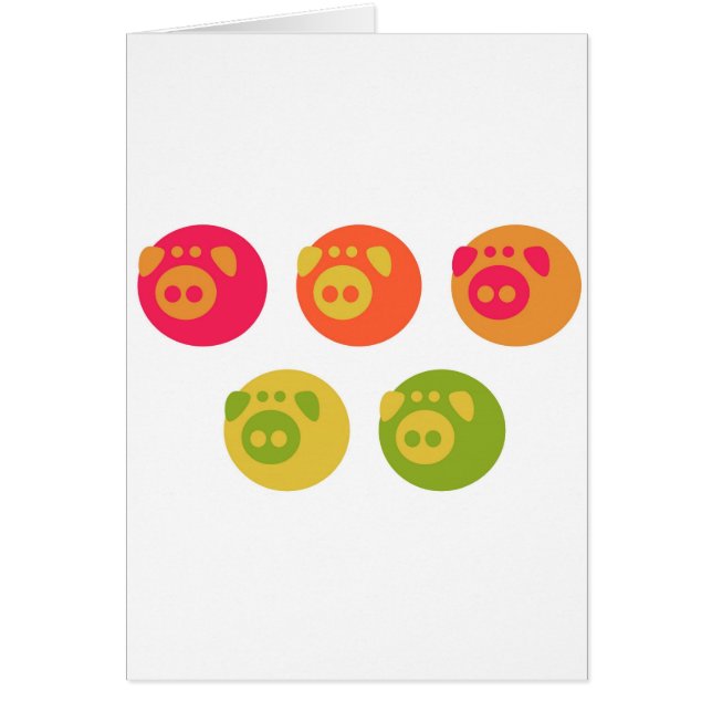 Färgrika Piggies Hälsningskort (Framsidan)