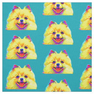 Färgrika Pomeranian Tyg
