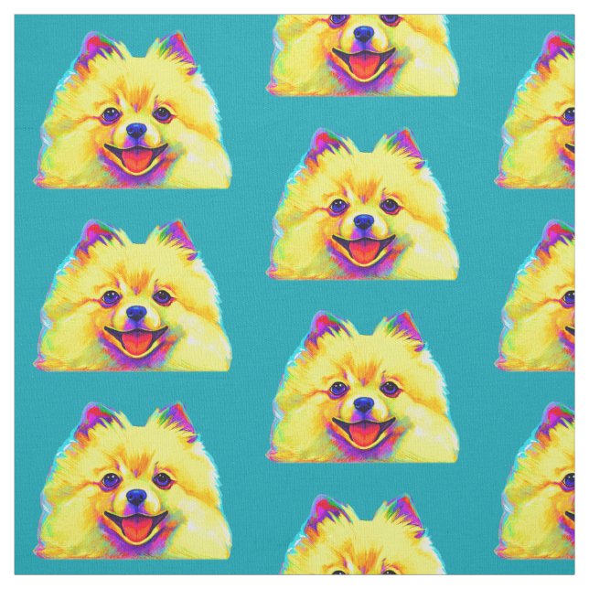 Färgrika Pomeranian Tyg (Provkarta)